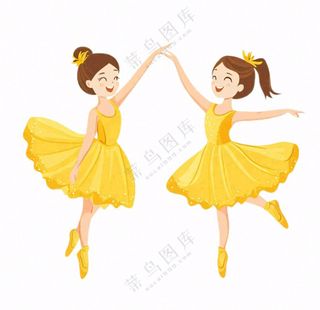 跳舞的女孩芭蕾舞舞蹈卡通插画免抠
