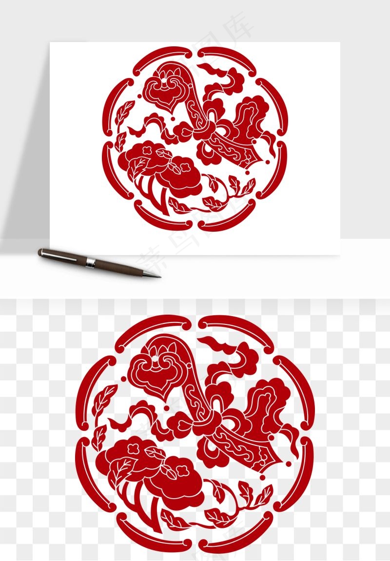 传统窗花剪纸图案png免抠