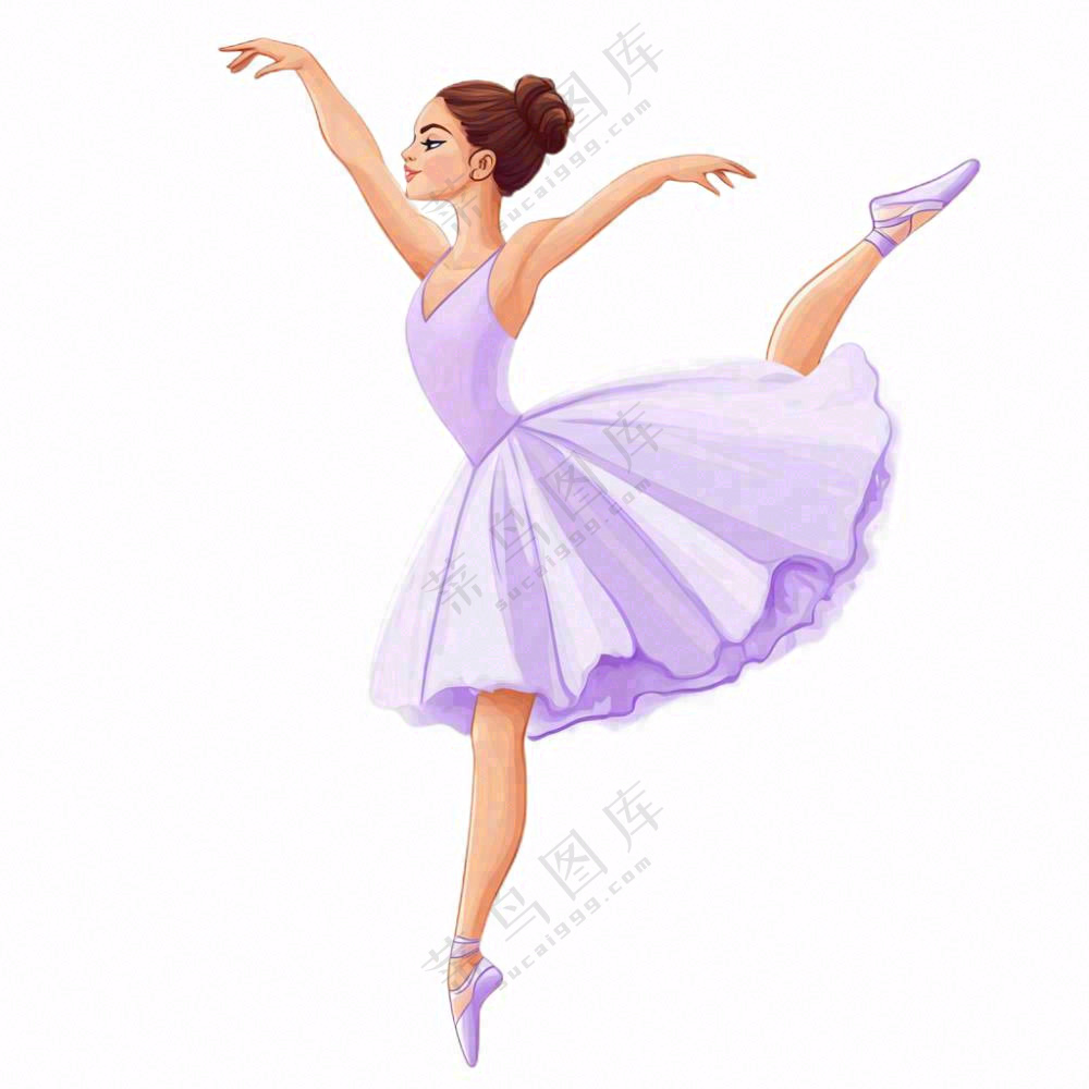 芭蕾舞舞蹈少女剪影卡通插画免抠