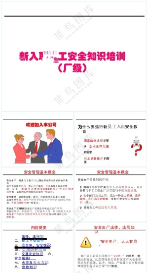 白色职场风新员工入职安全教育培训课件