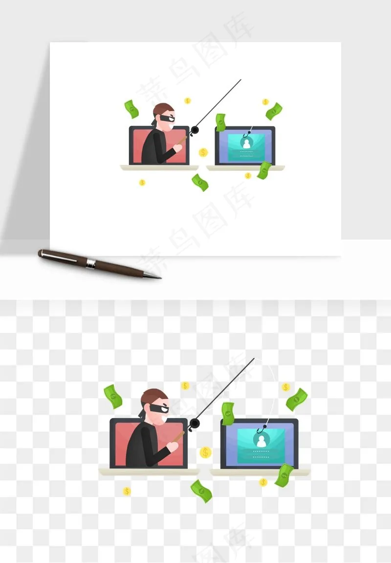 卡通小偷黑客png免抠