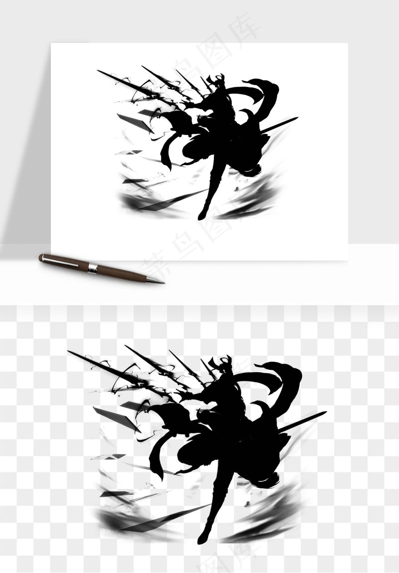 水墨江湖侠客武侠剪影png免抠