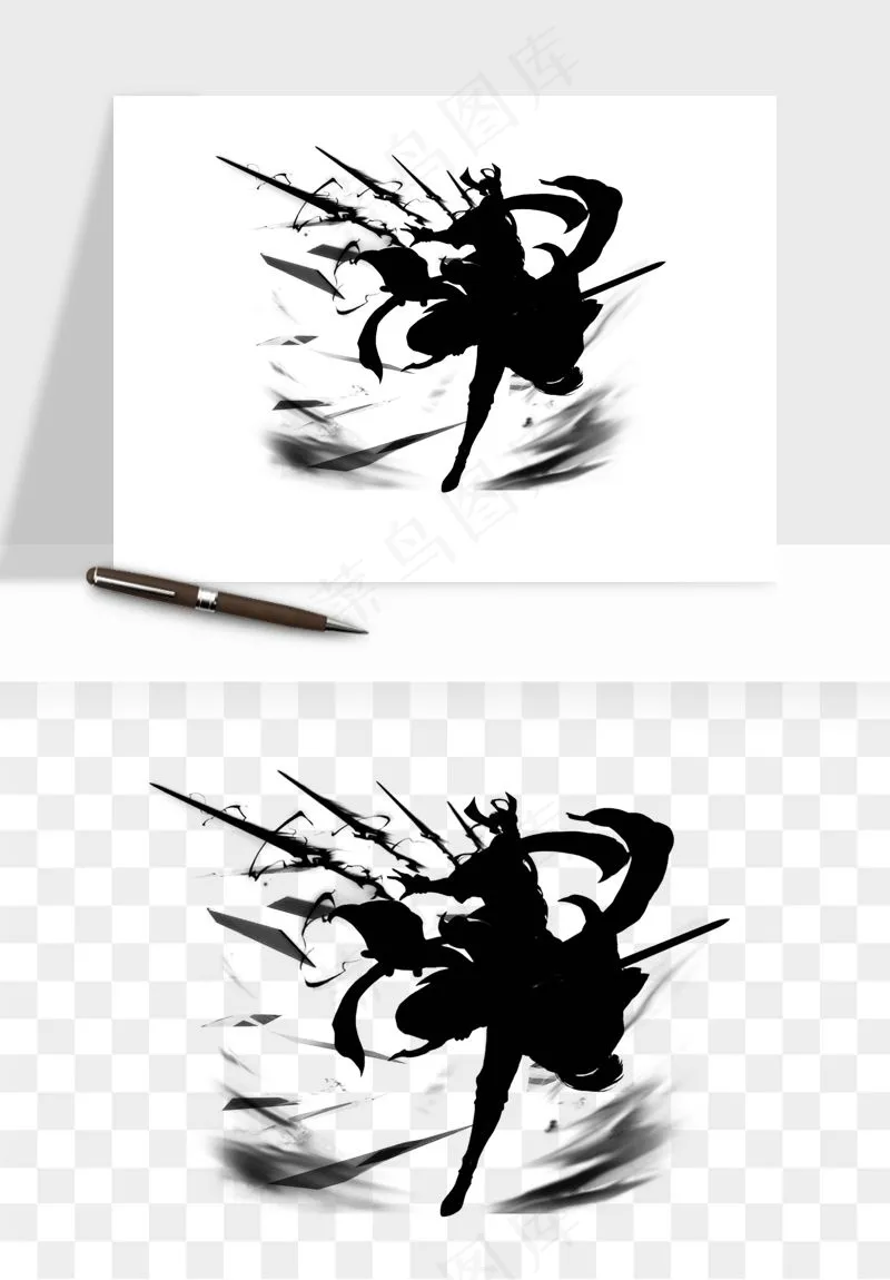 水墨江湖侠客武侠剪影png免抠