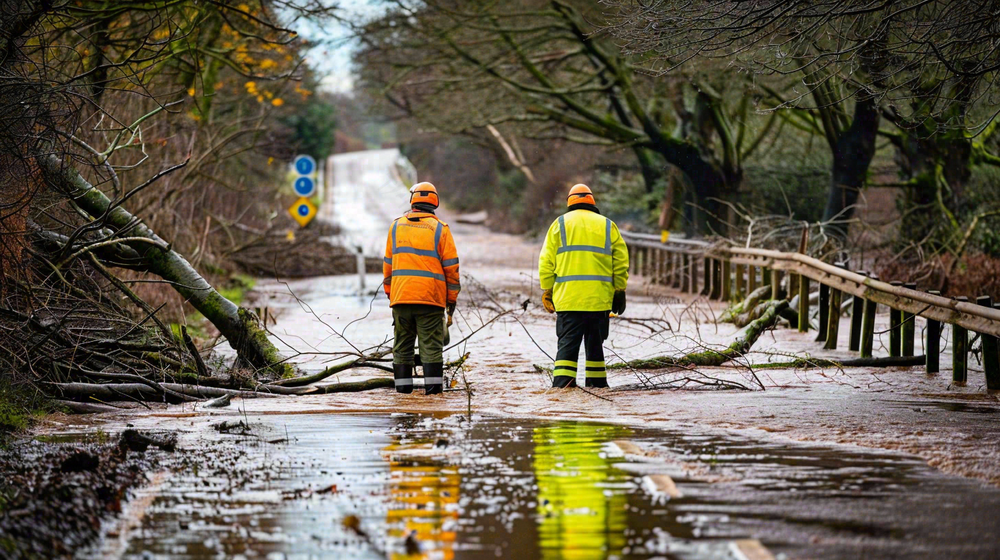 洪水自然灾害防洪预警摄影图