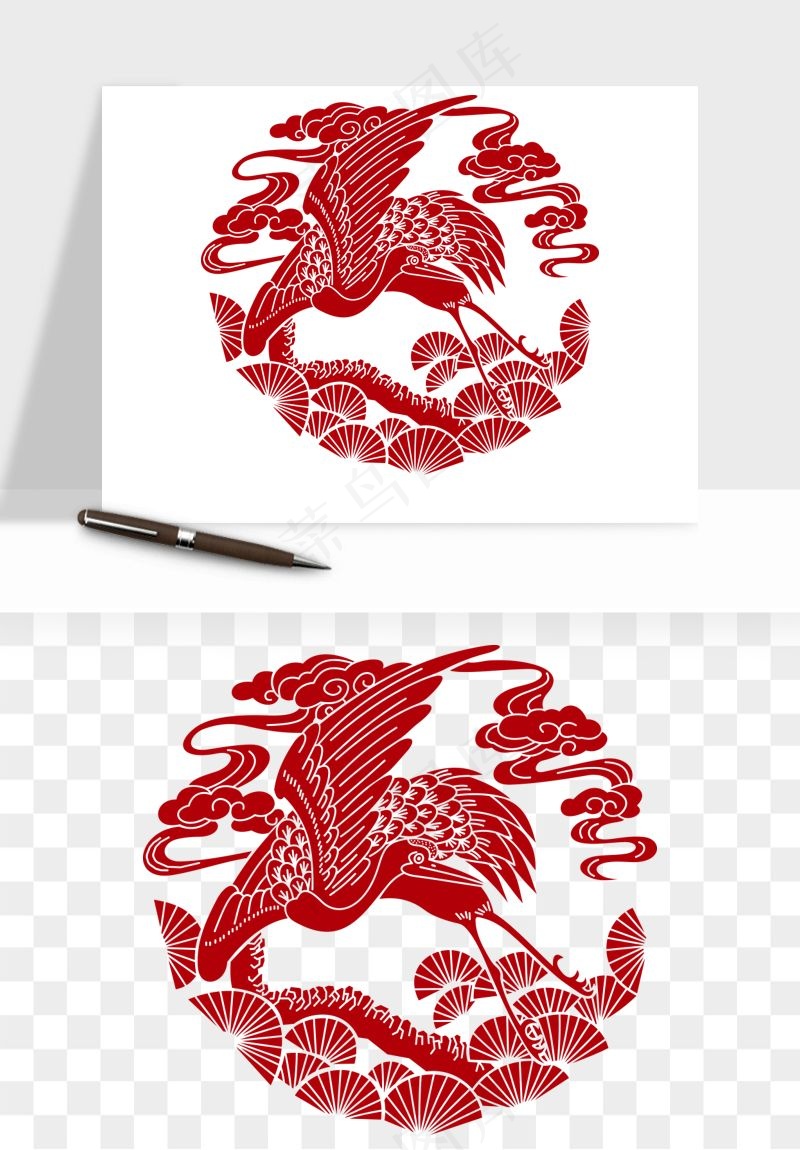 传统窗花剪纸图案png免抠