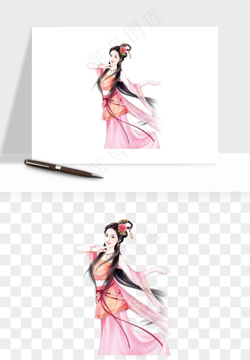古风美人女子背影png免抠