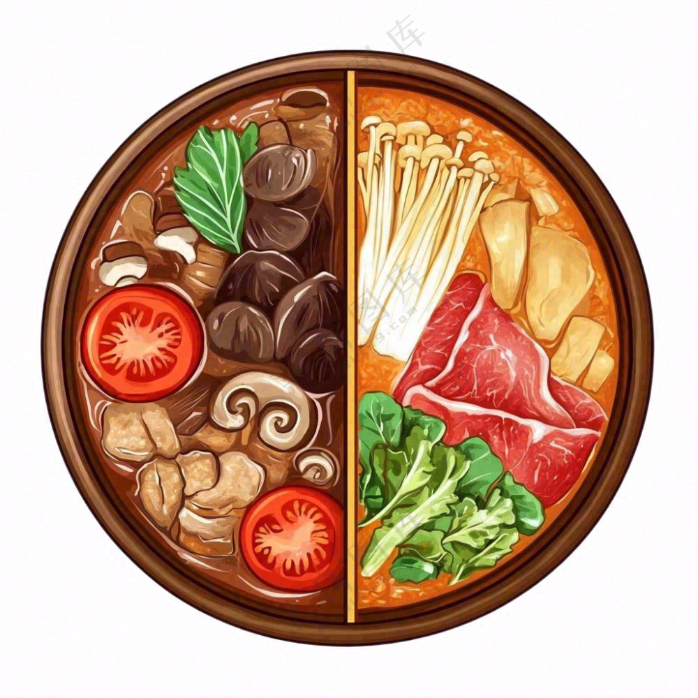 麻辣烫火锅烫菜美食插画免抠