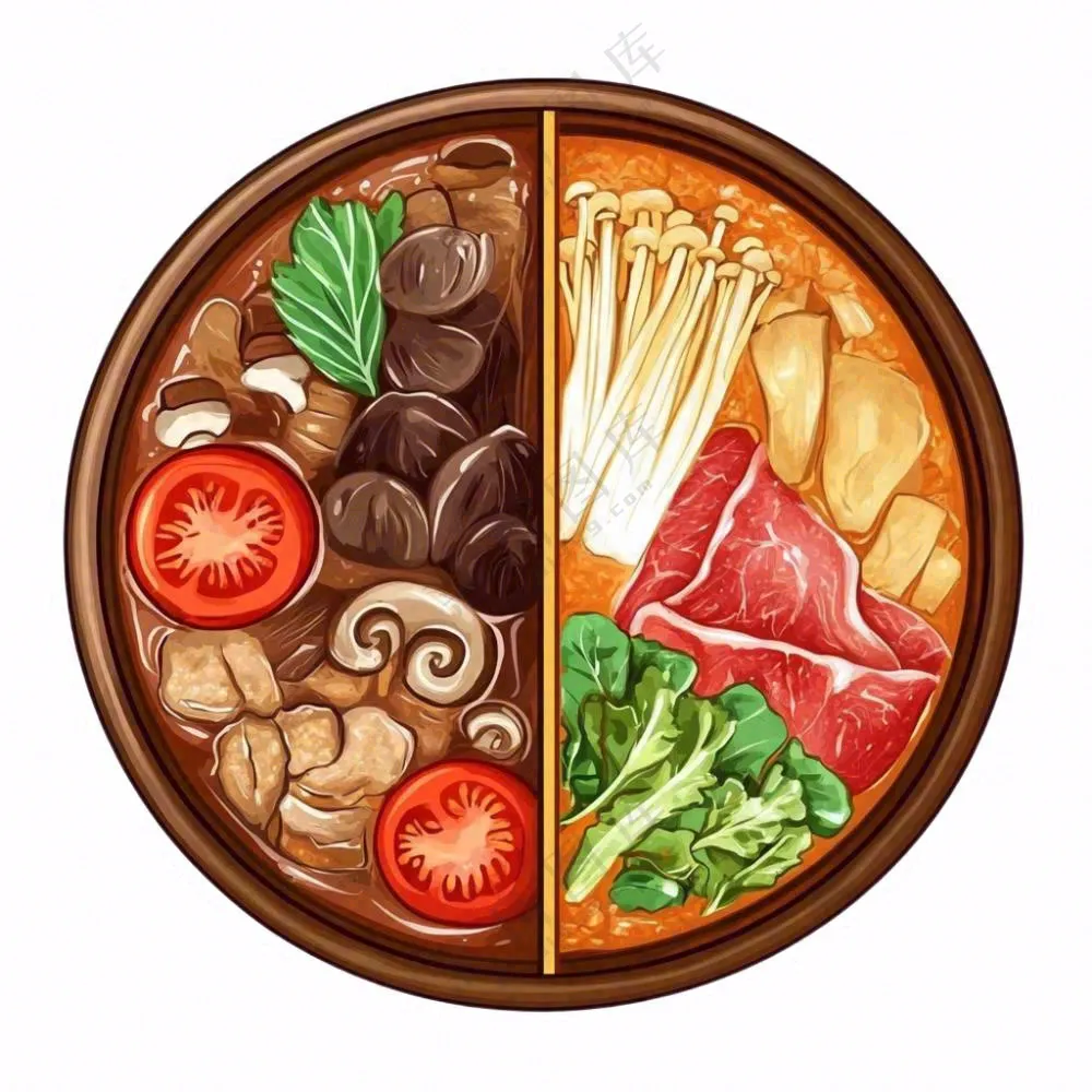 麻辣烫火锅烫菜美食插画免抠