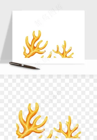 卡通珊瑚海底植物png免抠