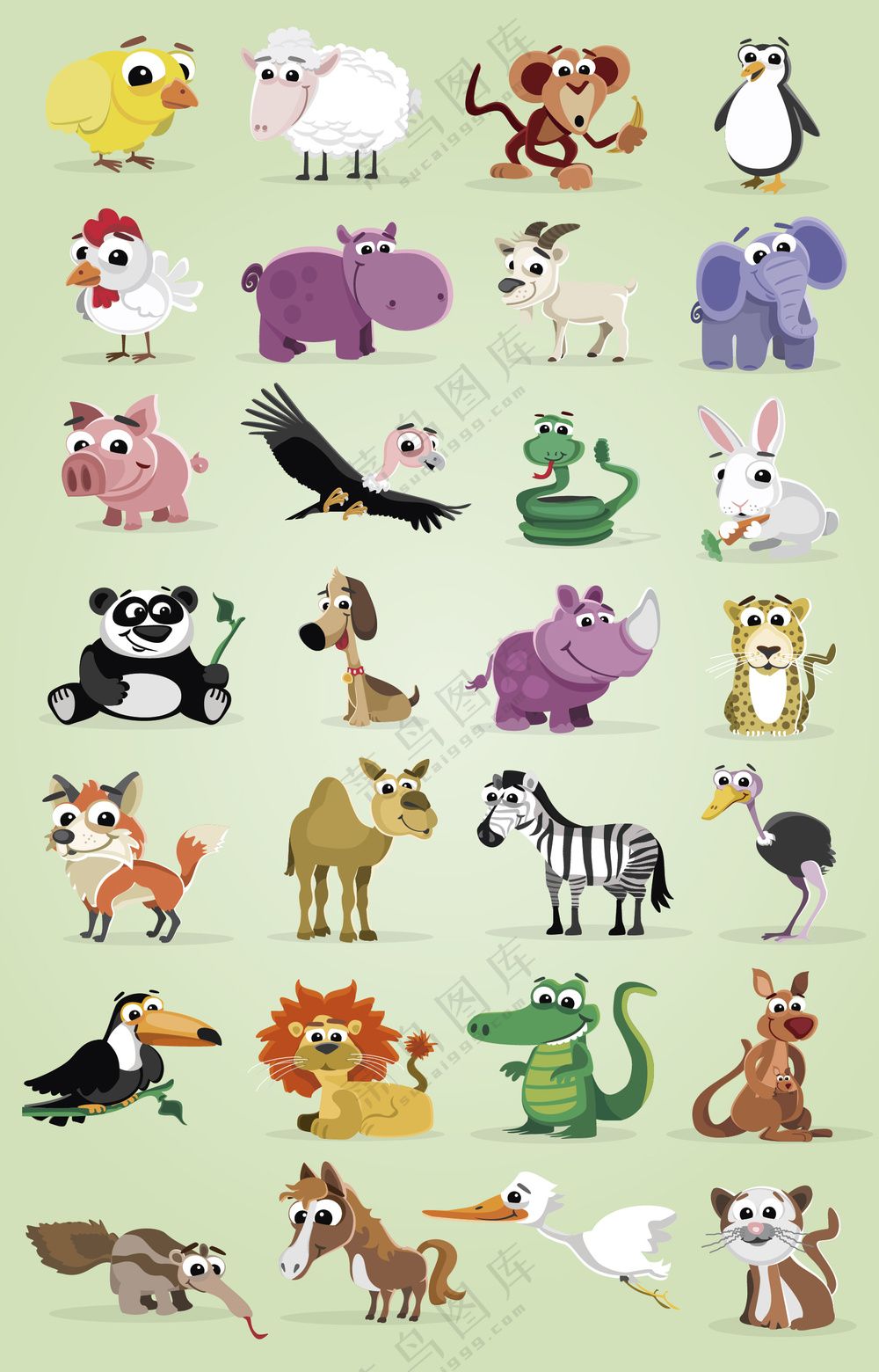 28款家畜和野生动物设计矢量素材