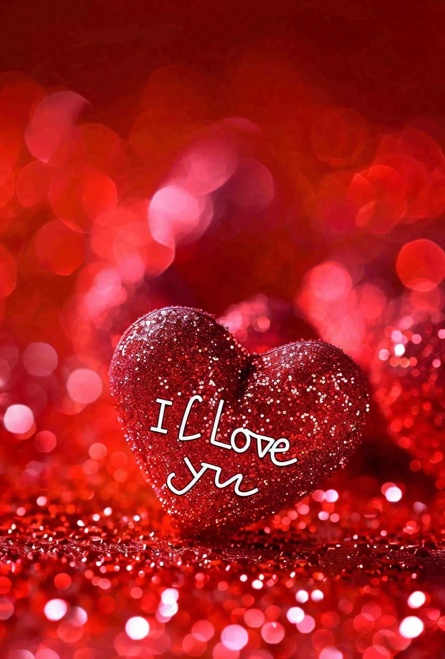 红色爱心love灯光亮片浪漫闪耀情人节七夕背景