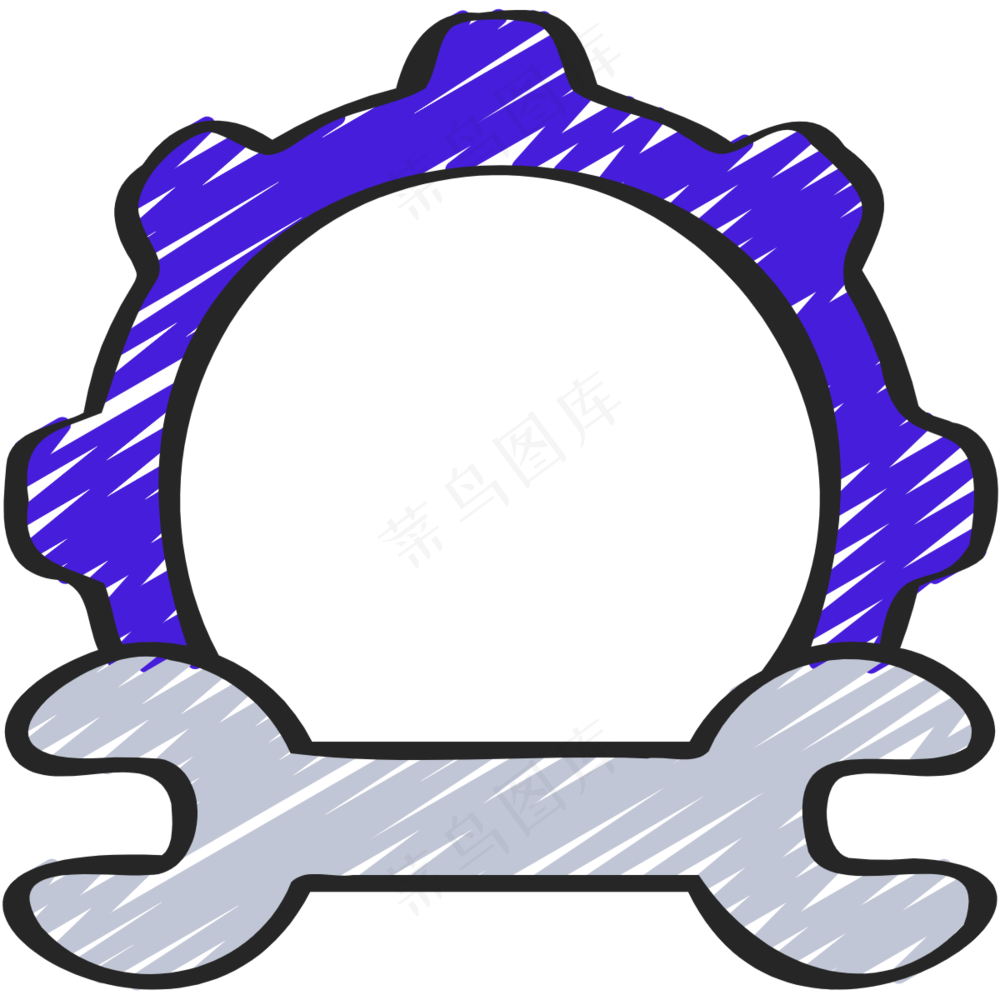 扳手和齿轮 铅笔手绘图标icon