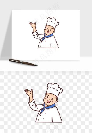 手绘厨师大厨png免抠