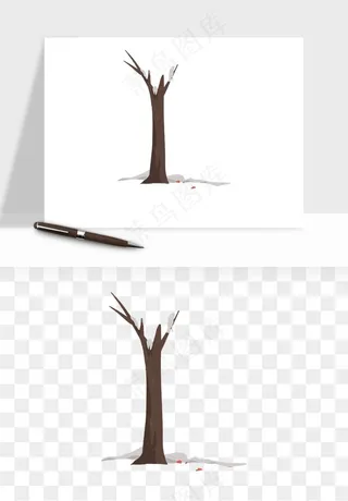 雪树枯树冬天树木png免抠