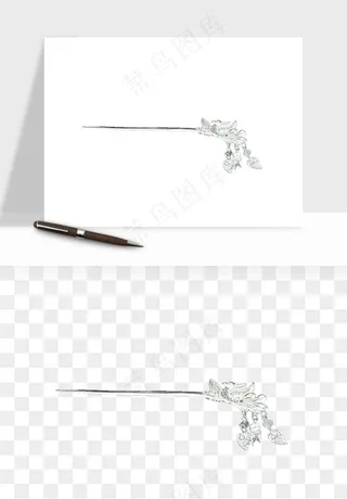 古风发簪头饰配饰png免抠