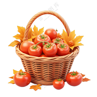 橙色的西红柿放在篮子里