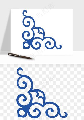 青花瓷花纹花卉图案png免抠