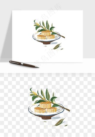 手绘月饼中秋png免抠