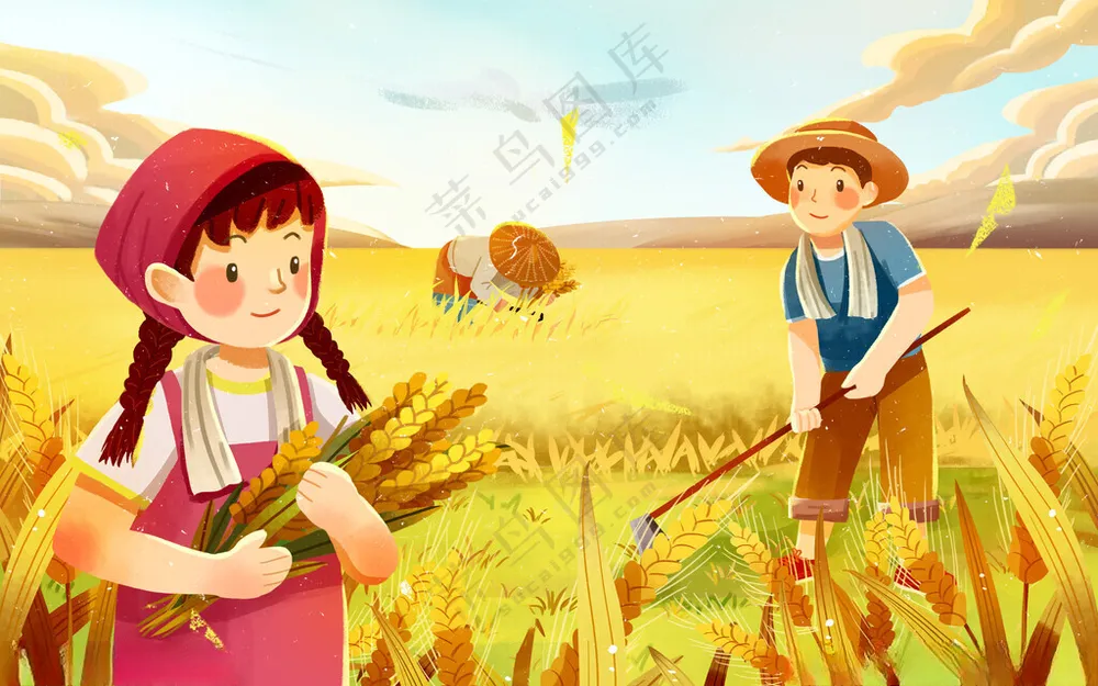 农民伯伯动漫农民形象农民丰收形象
