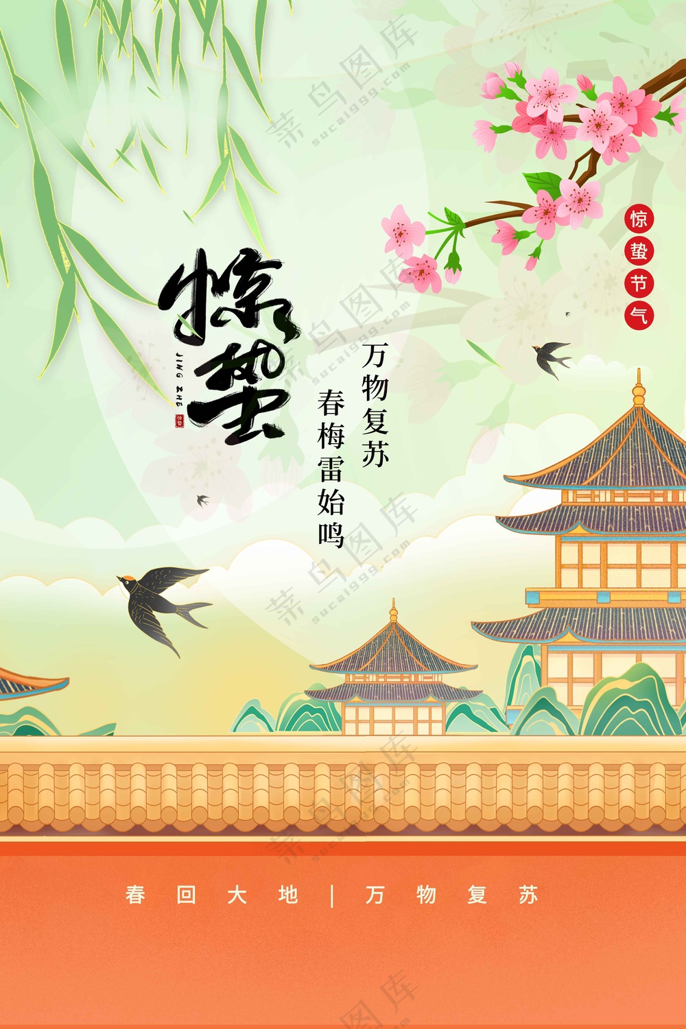 惊蛰节气传统活动海报