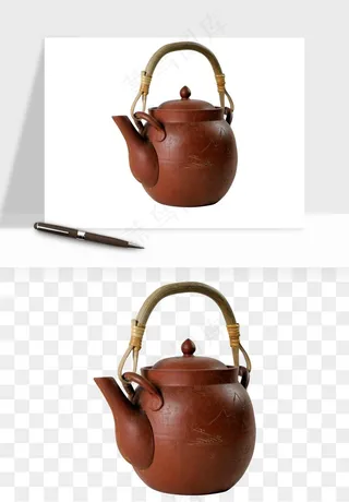 白瓷陶瓷茶壶png免抠
