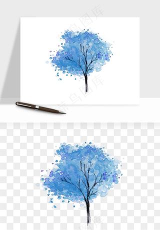 水彩手绘树木png免抠