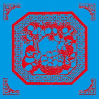 红色简约果树丰收剪纸