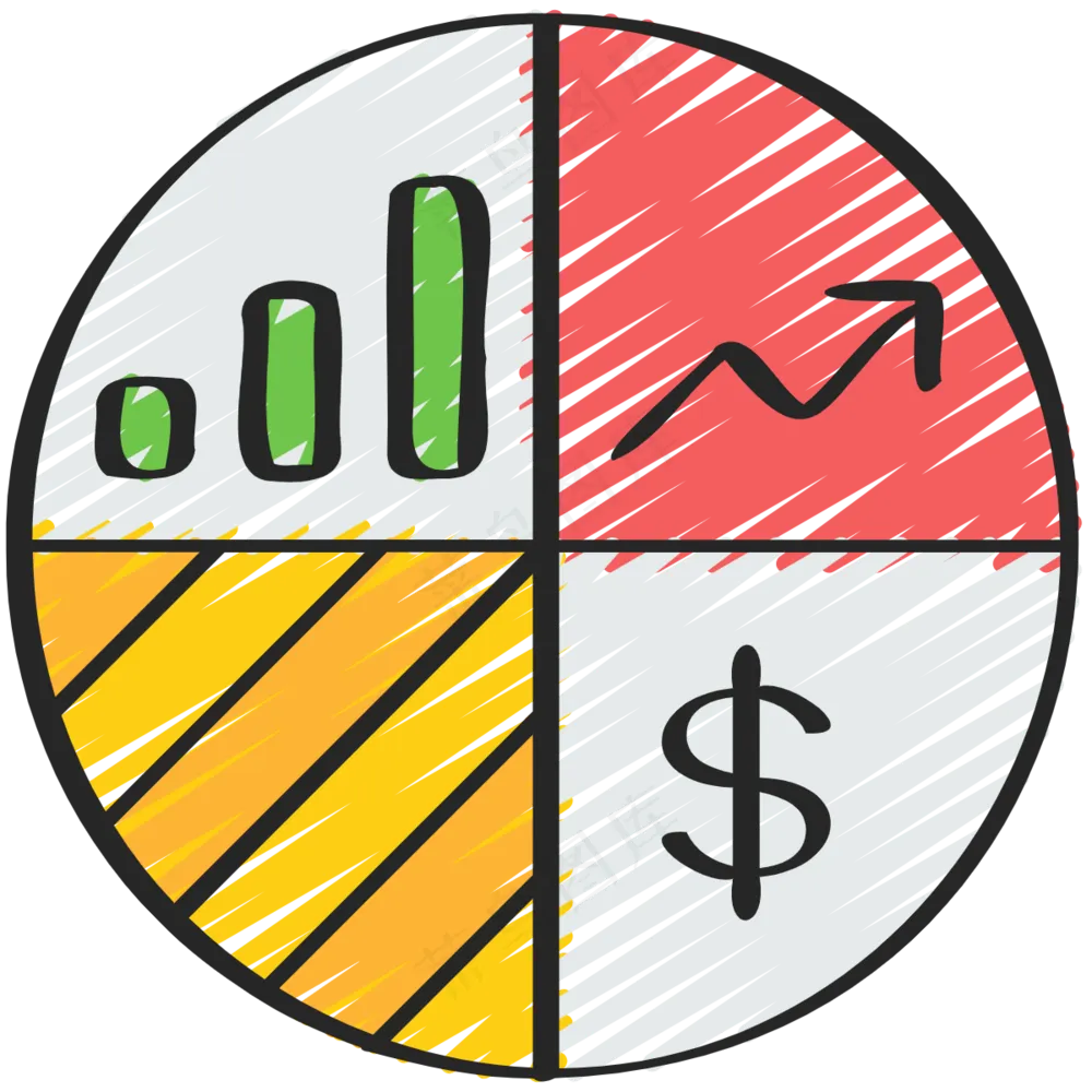 饼状图数据分析报表 铅笔手绘图标 icon