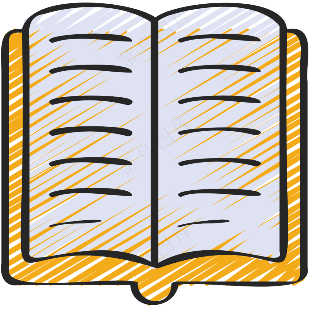 摊开的书 铅笔手绘图标icon