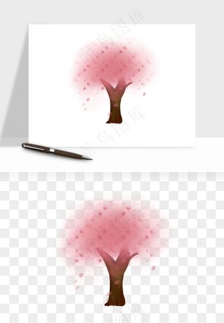 手绘浪漫花树桃花树png免抠