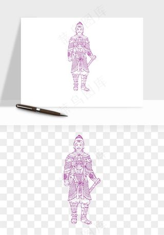 线描古代人物画像png免抠