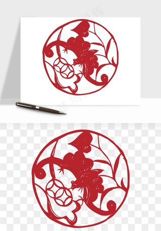 传统窗花剪纸图案png免抠