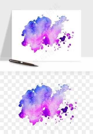 水彩泼墨涂鸦墨迹元素png免抠