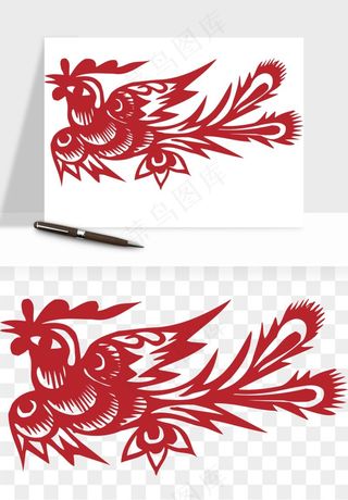 传统花鸟动物剪纸png免抠