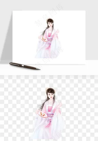 古风美人女子背影png免抠