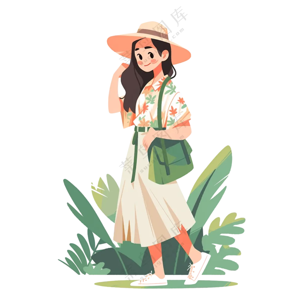 举止优雅美女人物插画免抠图片素材