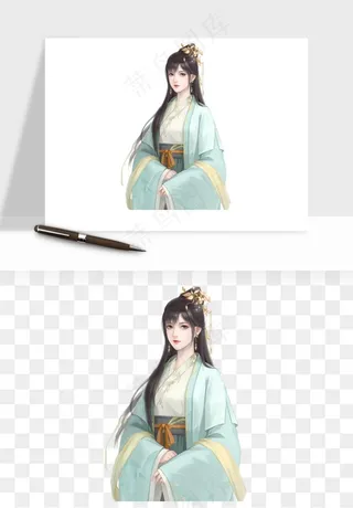 古风美人女子背影png免抠