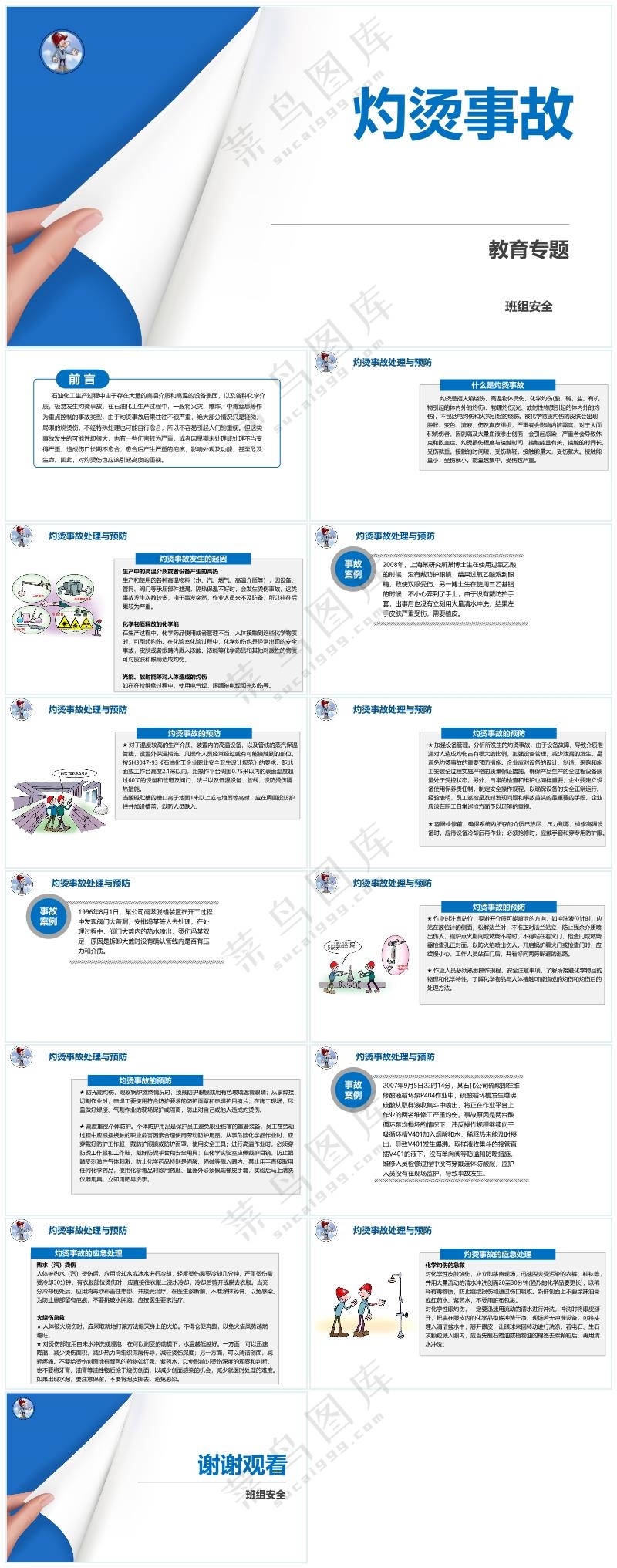 蓝色职场风灼烫事故