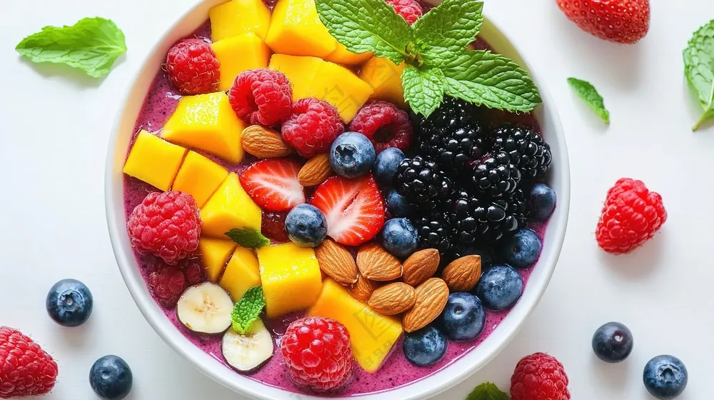 果盘新鲜果肉水果摄影美味沙拉美食