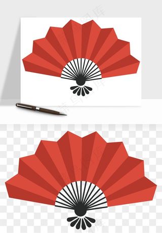 古风扇子元素png免抠