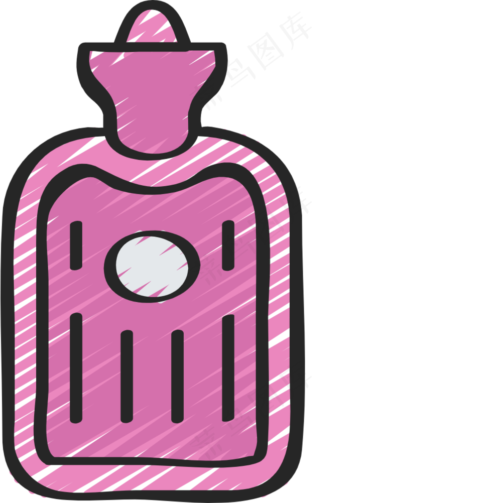 粉色暖水袋 热水袋 铅笔手绘图标icon