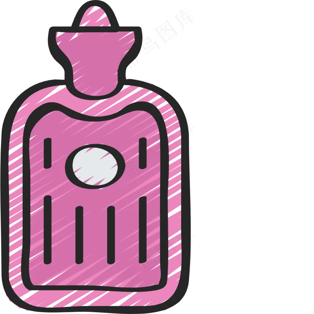 粉色暖水袋 热水袋 铅笔手绘图标icon