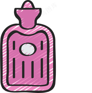 粉色暖水袋 热水袋 铅笔手绘图标icon