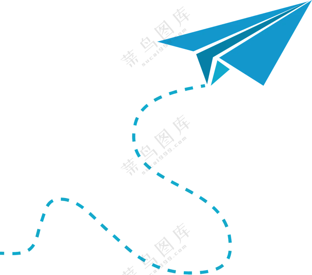 蓝色虚线轨迹的纸飞机免抠图片素材