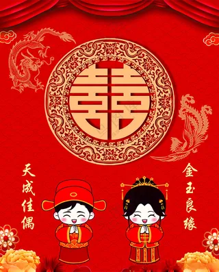 结婚喜新婚大典设计海报