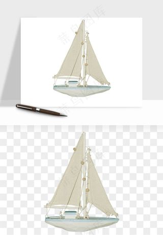 手绘航行帆船png免抠