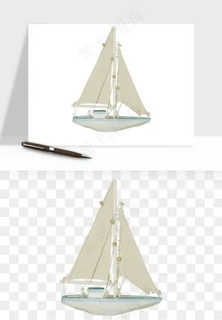 手绘航行帆船png免抠