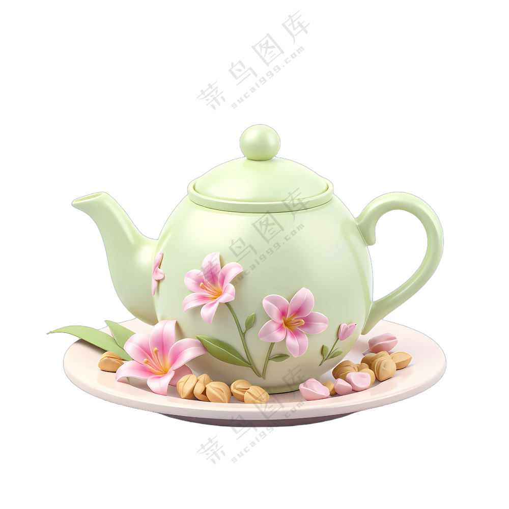 茶壶与花的结合之美