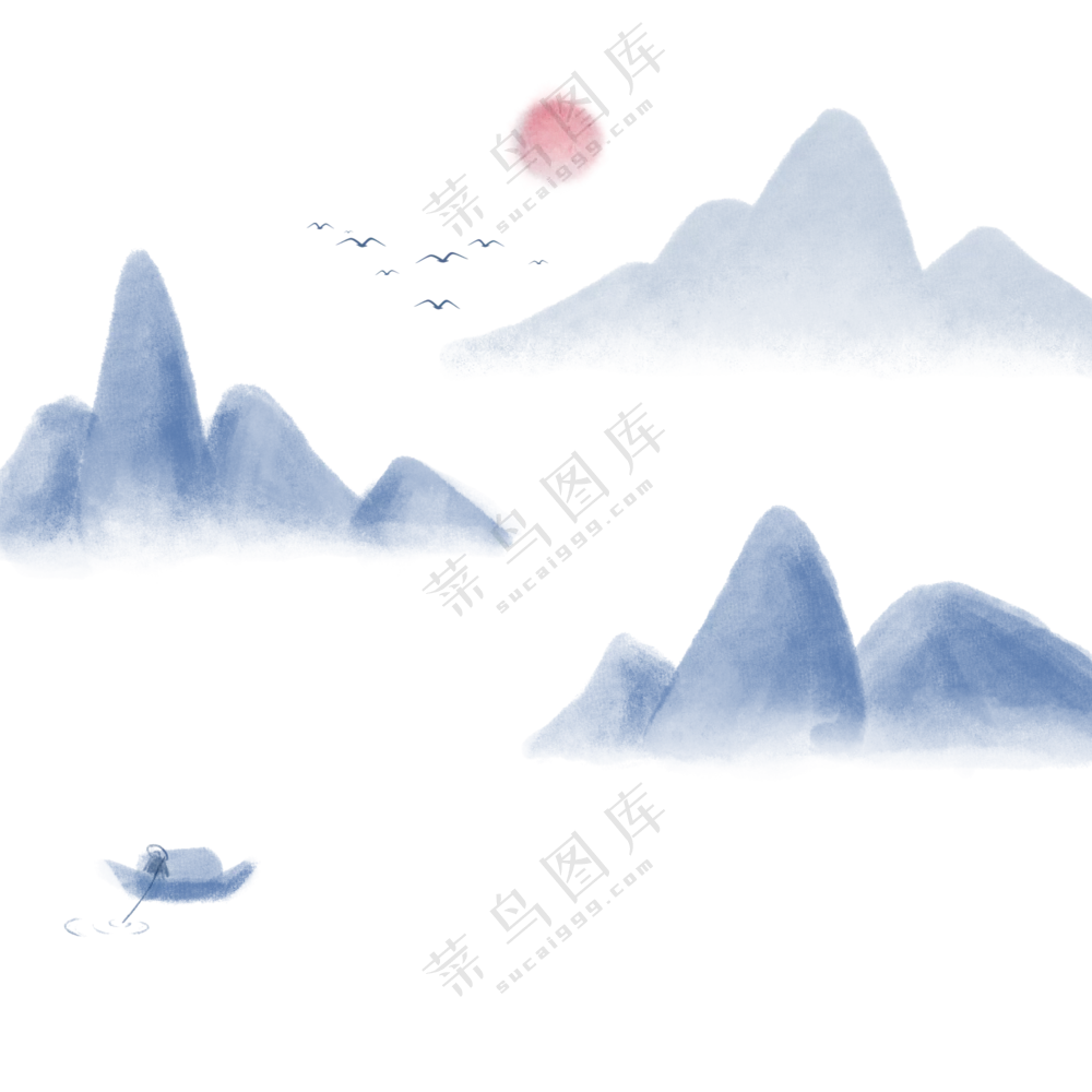 水墨远山意境写意山水画面(181)2000x2000