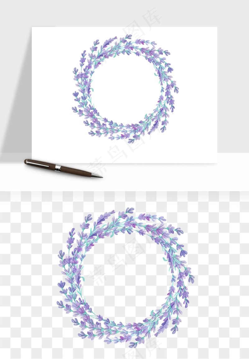 手绘花环边框浪漫png免抠